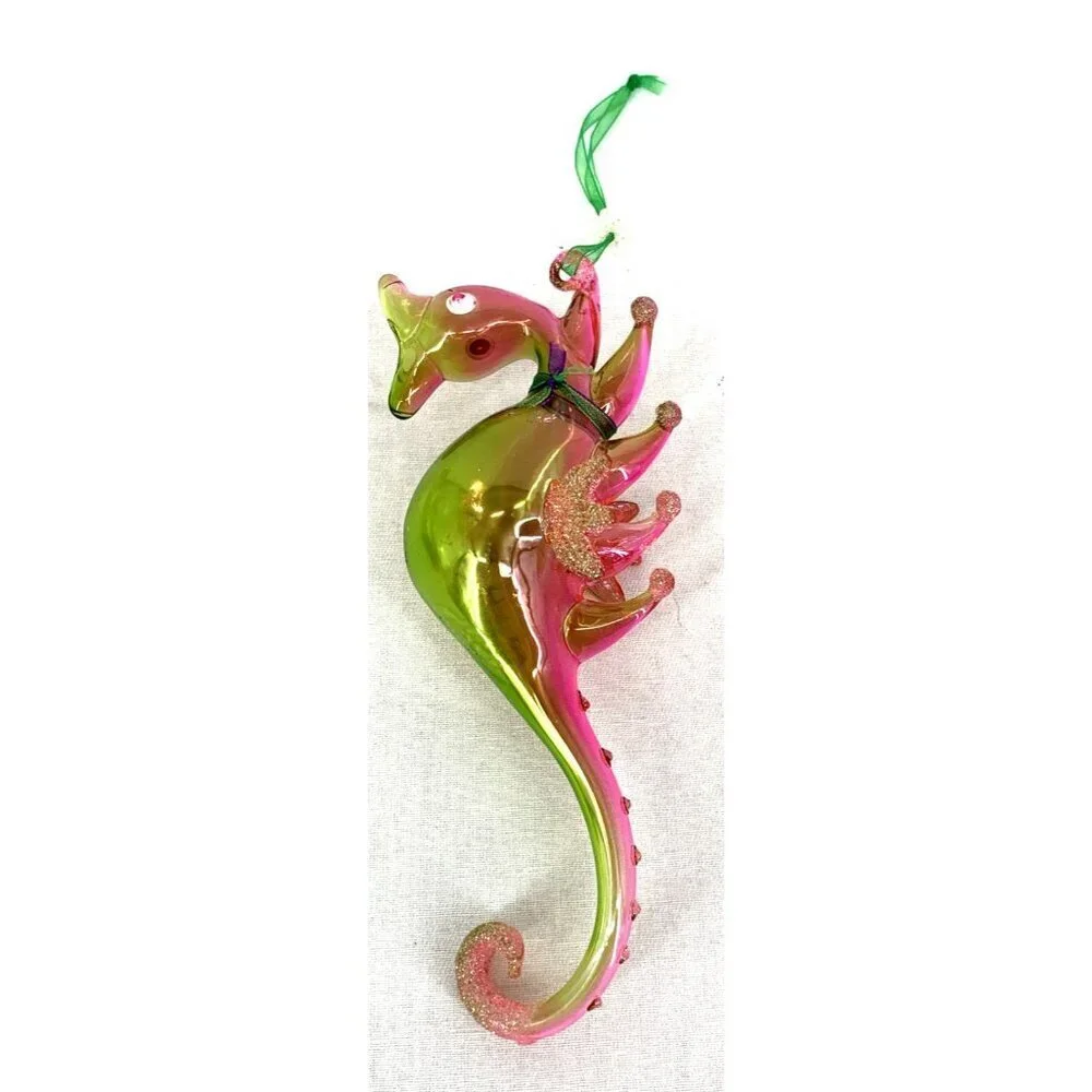 Seahorse Christmas Ornament Hand Blown 6